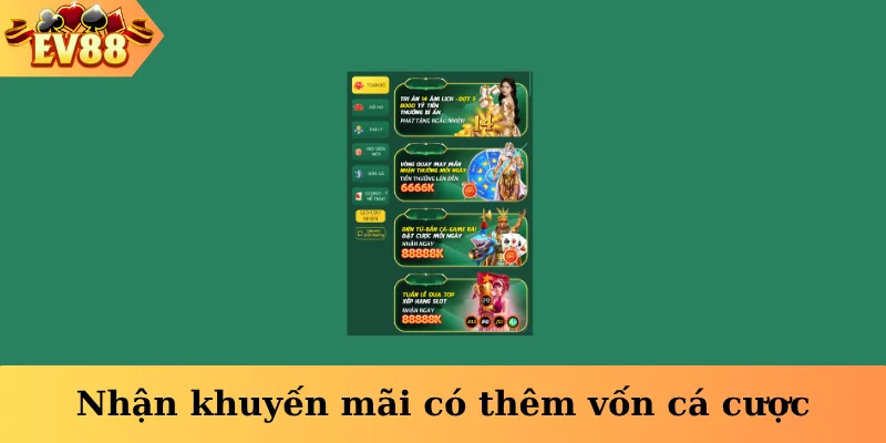 Nhận khuyến mãi có thêm vốn cá cược